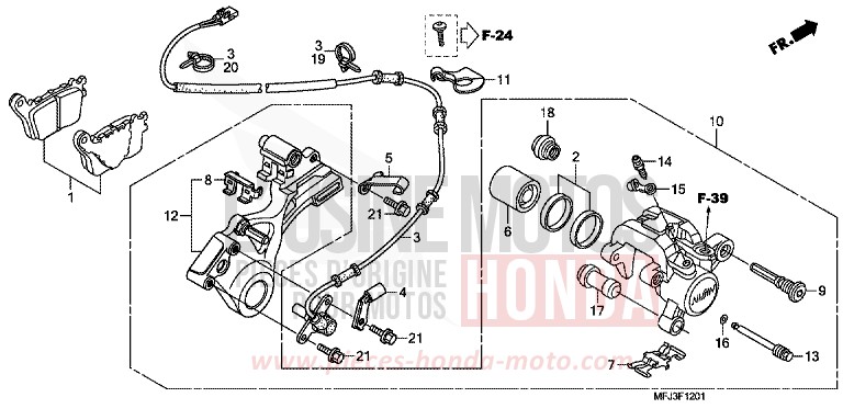 HINTERRAD-BREMSSATTEL (CBR600RA) von CBR600RR ABS PEARL SUNBEAM WHITE (NHA66H) von 2010